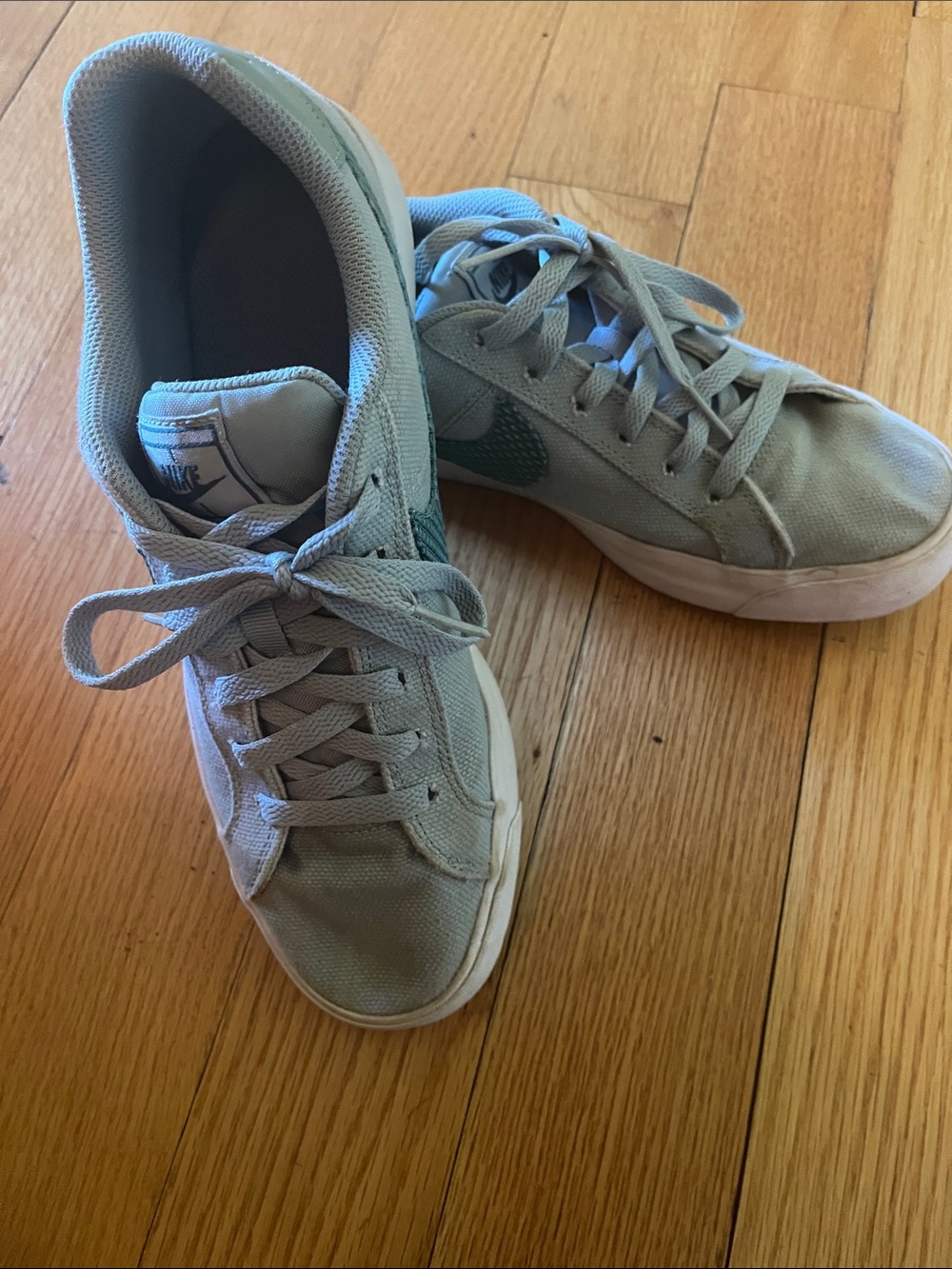 Nike Low-Top Sneakers in Sage Green with Dark Green Swoosh